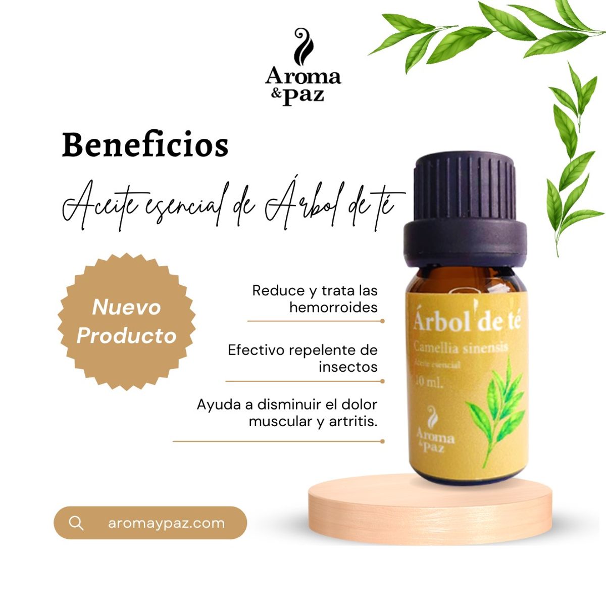 AROMA & PAZ - ACEITE ESENCIAL DE ARBOL DE TE 10 ML