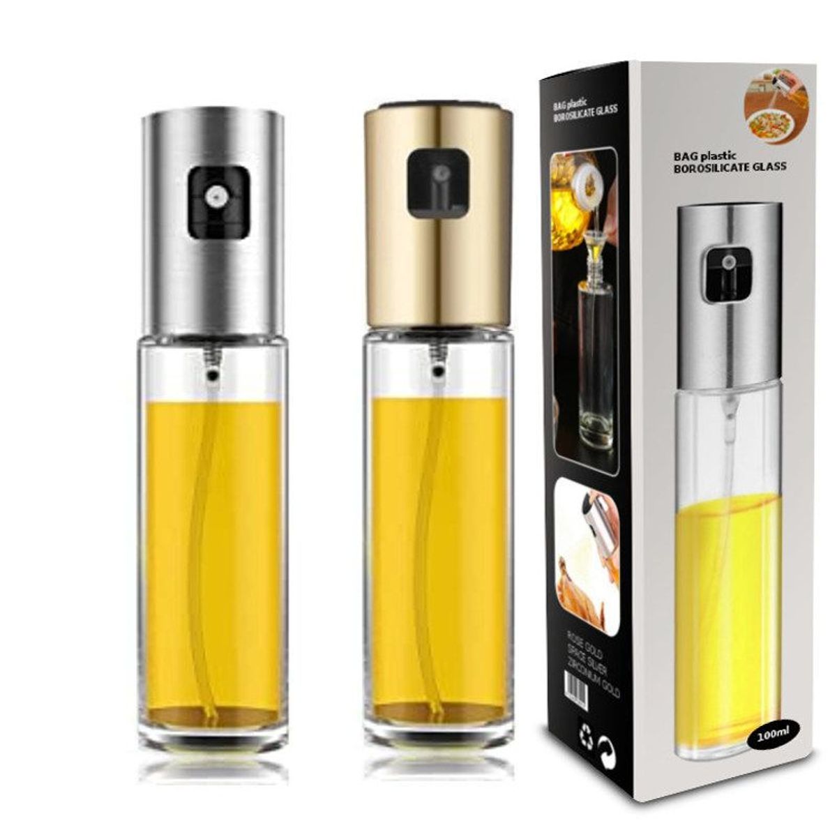 GENERICO - 2 Spray Pulverizador Aceite Oliva Cocina Botella Vidrio