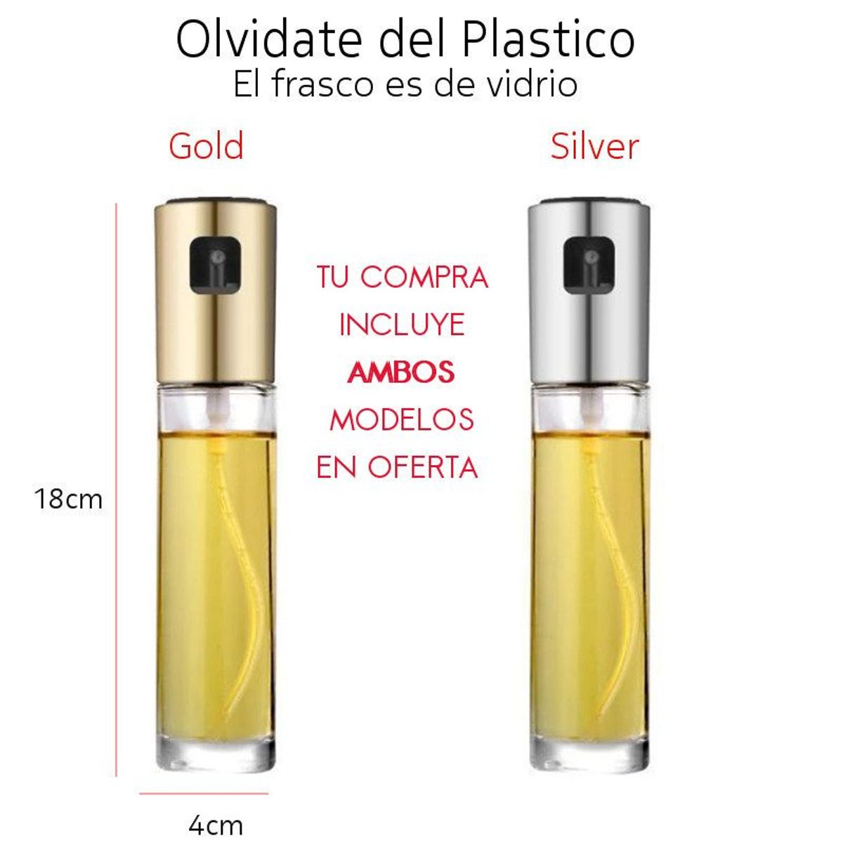 GENERICO - 2 Spray Pulverizador Aceite Oliva Cocina Botella Vidrio