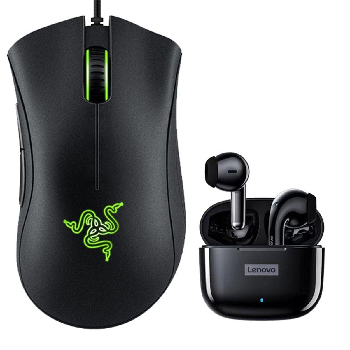 RAZER - Mouse Razer y Lenovo LP40 Pro Tws -Negro