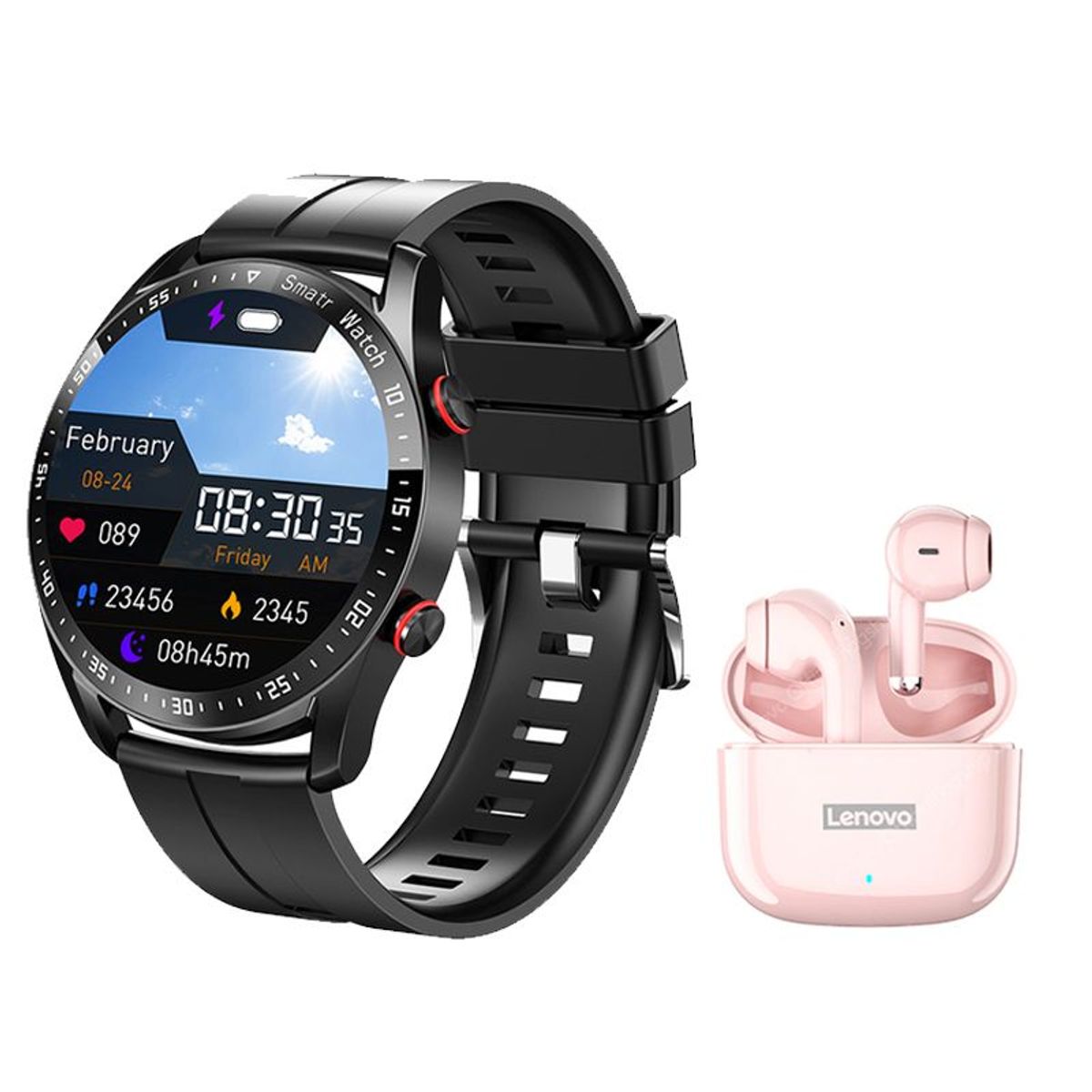 LENOVO - Lenovo LP40 Pro De Tws Audífonos-Rosa y Toumi watch GT-X