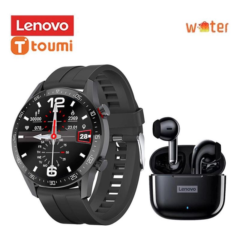 LENOVO - Toumi Watch GT-R 1.36 inch HD Reloj inteligente y Audífono Lenovo LP40