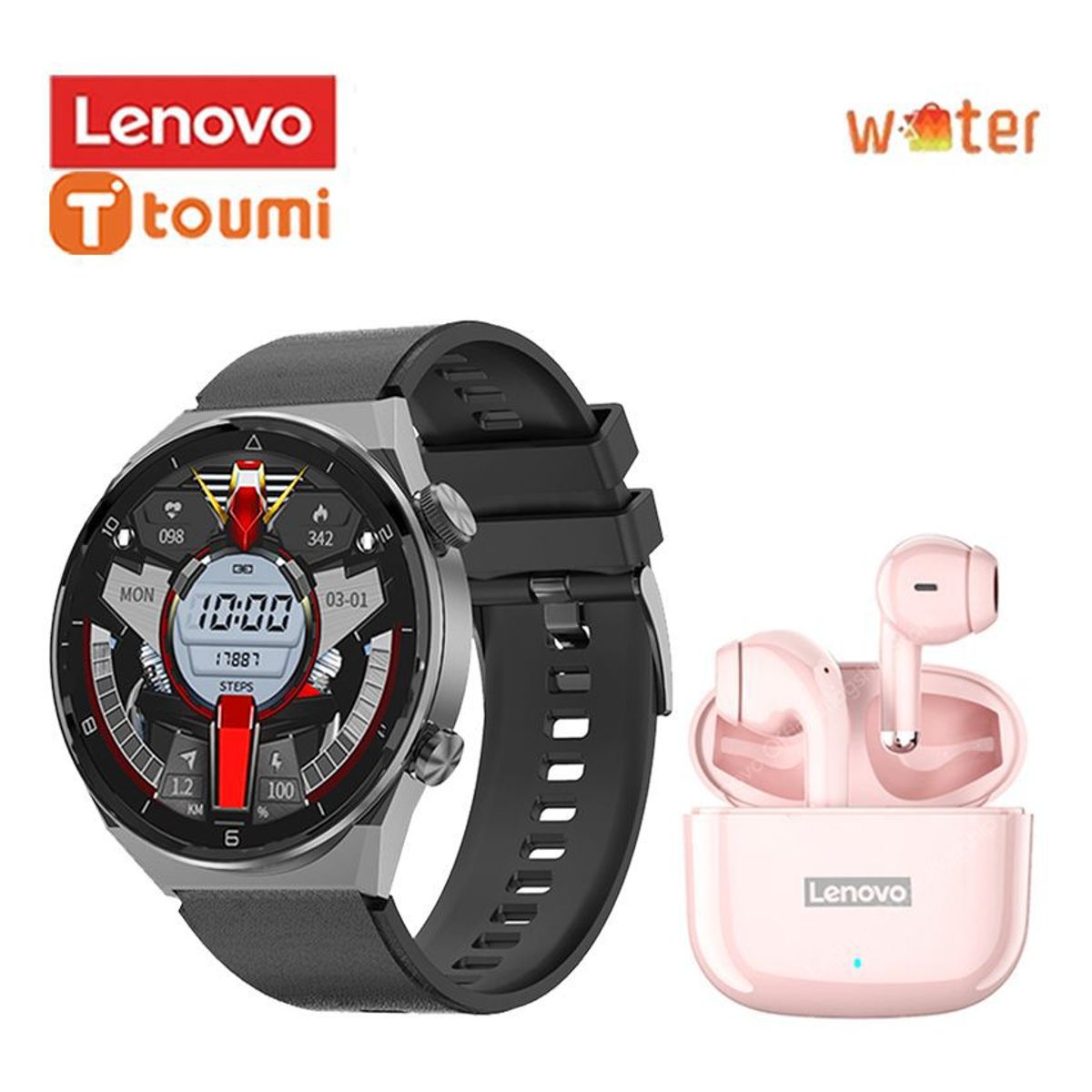 LENOVO - Audífonos Lenovo LP40 Pro Tws Audífonos y Toumi Watch DT3 Pro Max