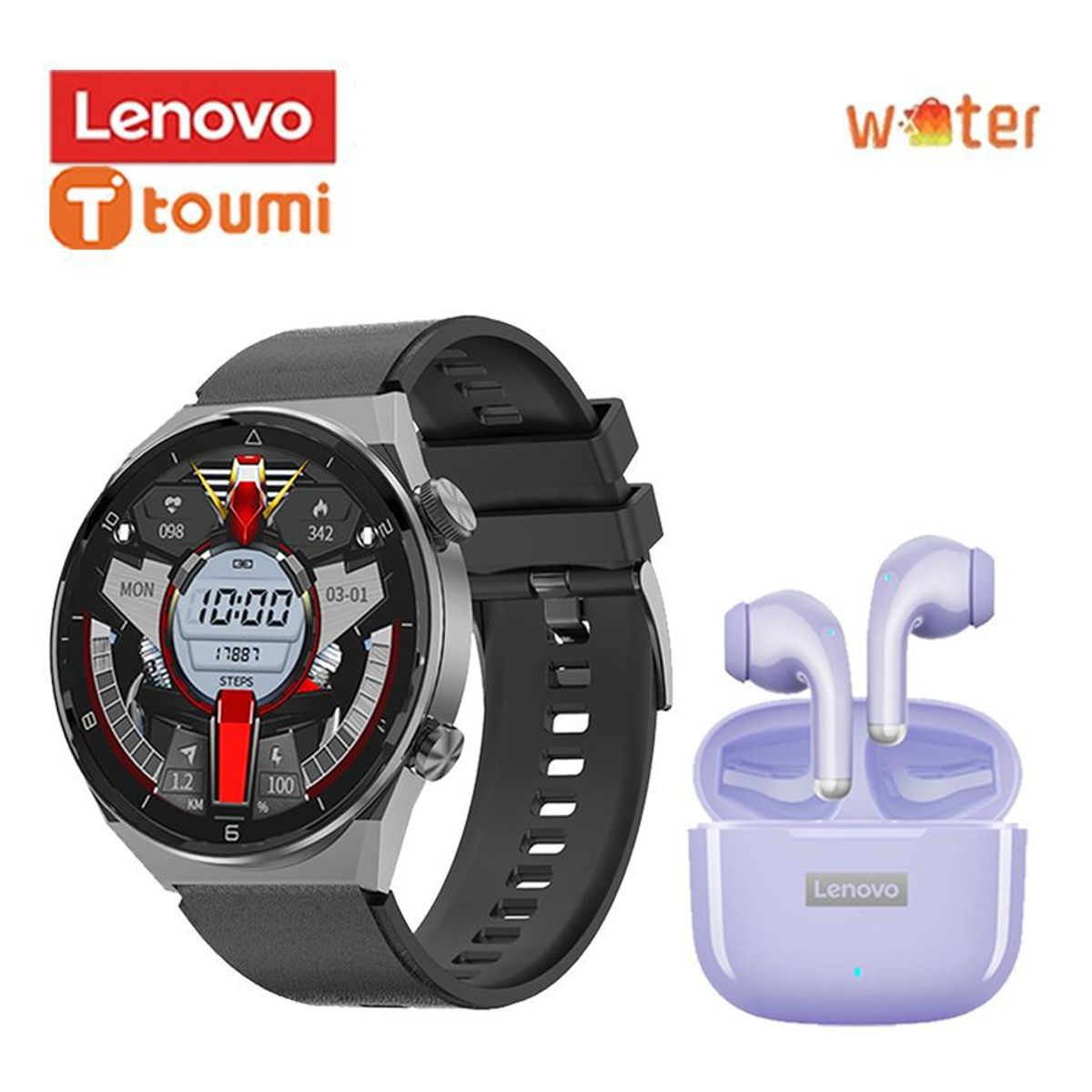 LENOVO - Audífonos Lenovo LP40 Pro Tws Audífonos y Toumi Watch DT3 Pro Max