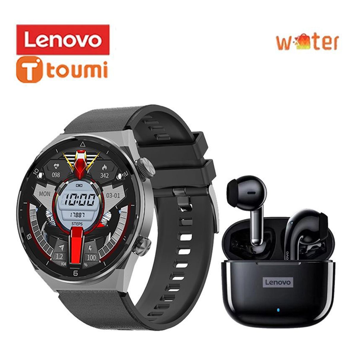 LENOVO - Audífonos Lenovo LP40 Pro Tws Audífonos y Toumi Watch DT3 Pro Max