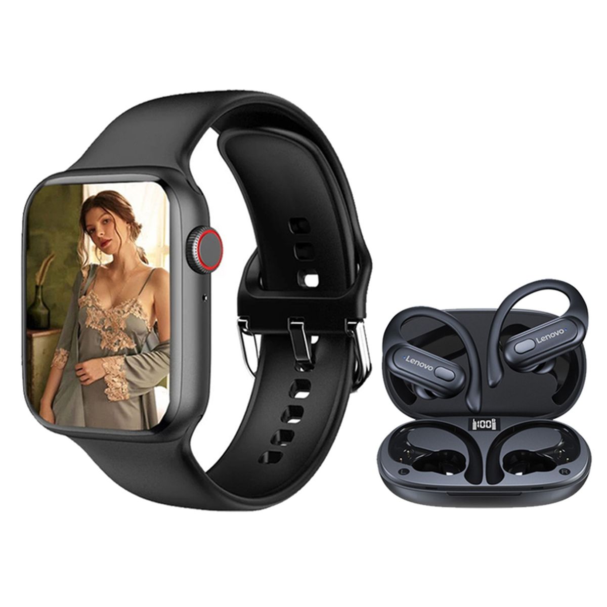 LENOVO - Lenovo XT60 De Audífonos tws y Toumi Watch 2 Max-Negro