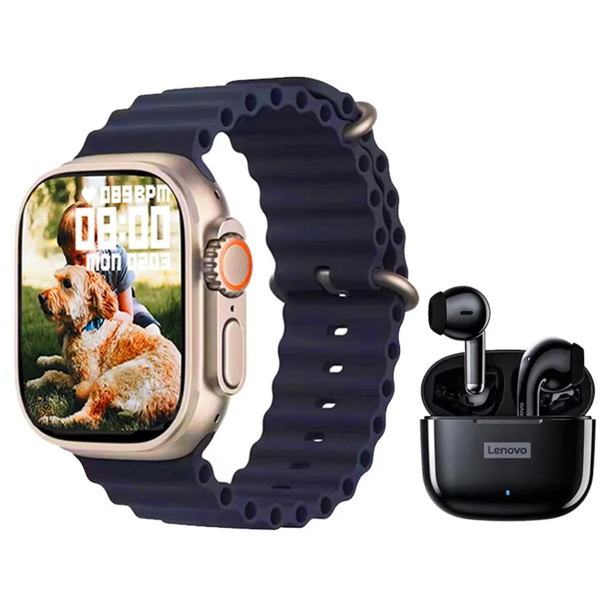 LENOVO - Lenovo LP40 Pro De Audífonos y Toumi Watch S8 Ultra-Negro
