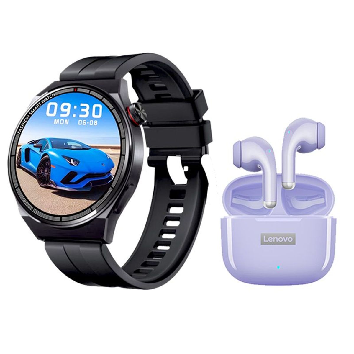 LENOVO - Lenovo LP40 Pro De Audífonos-Morado y Toumi Watch GT-P Max-Negro