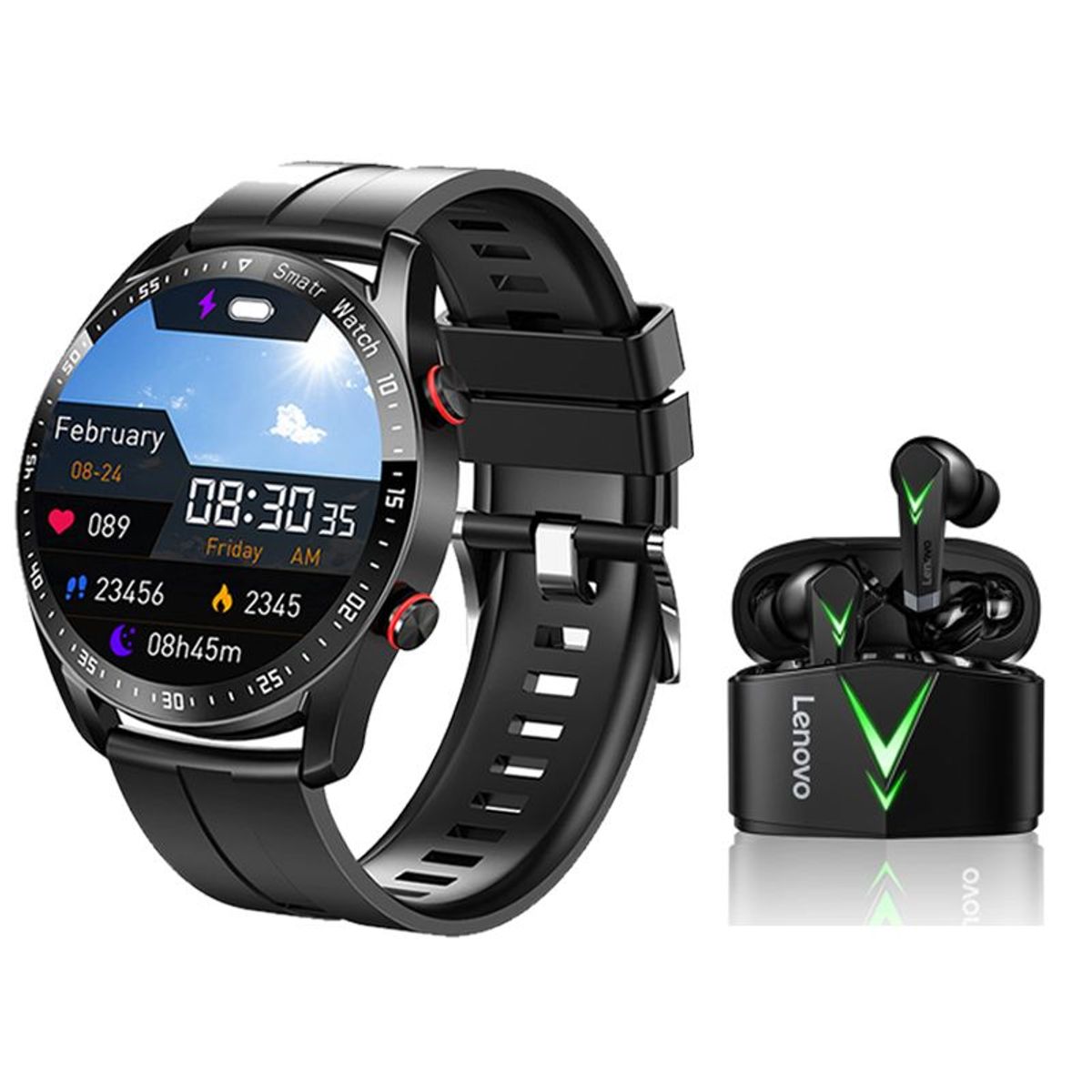 LENOVO - Lenovo LP6 Gaming Auriculare TWS y Toumi watch GT-X-Negro