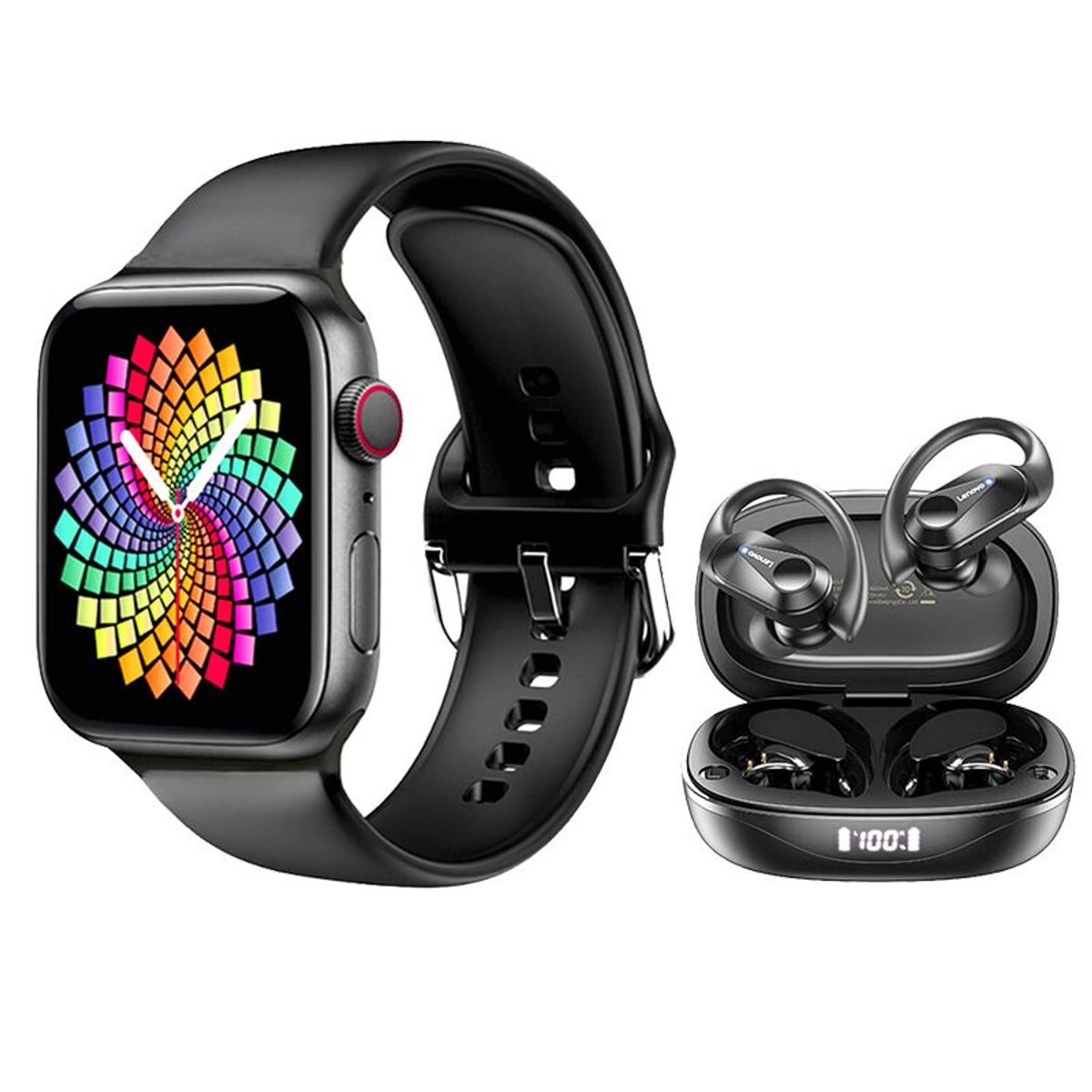 LENOVO - Lenovo LP75 Tws Audífonos y Toumi Watch 2 Max-Negro