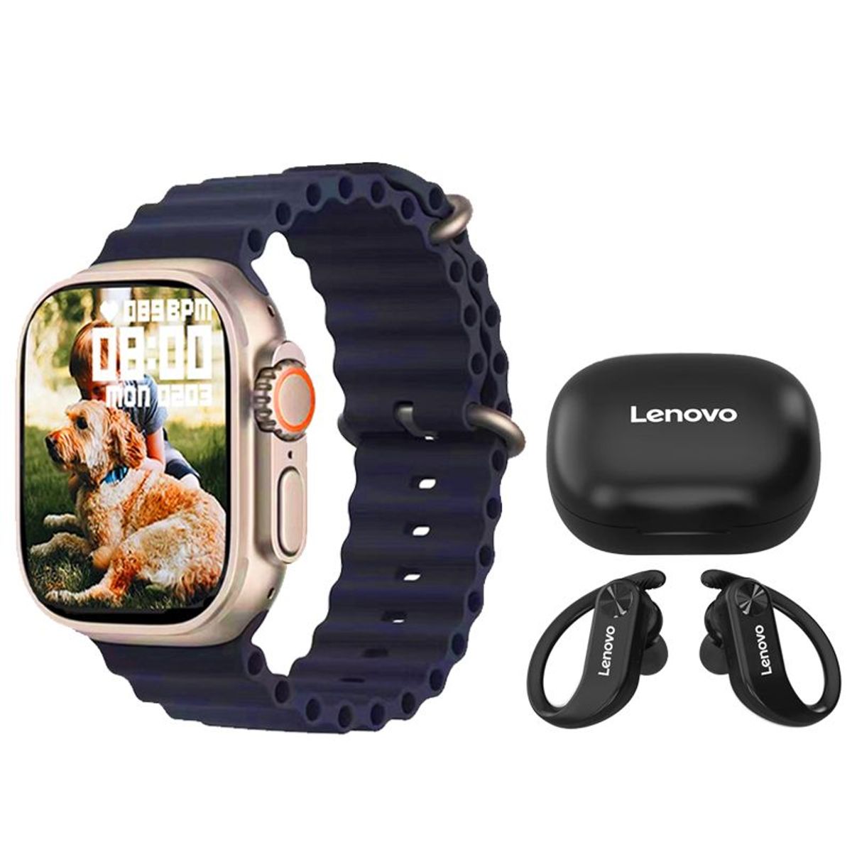 LENOVO - Lenovo LP7 De Audífonos y Toumi Watch S8 Ultra-Negro