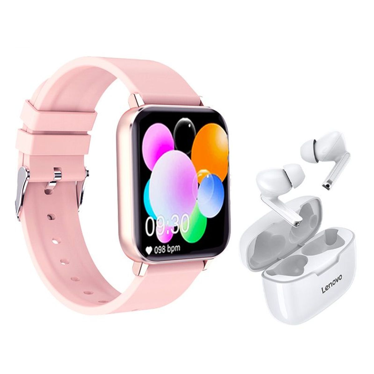 LENOVO - Audífonos Lenovo XT90 Tws-Blanco y Toumi watch-Rosa