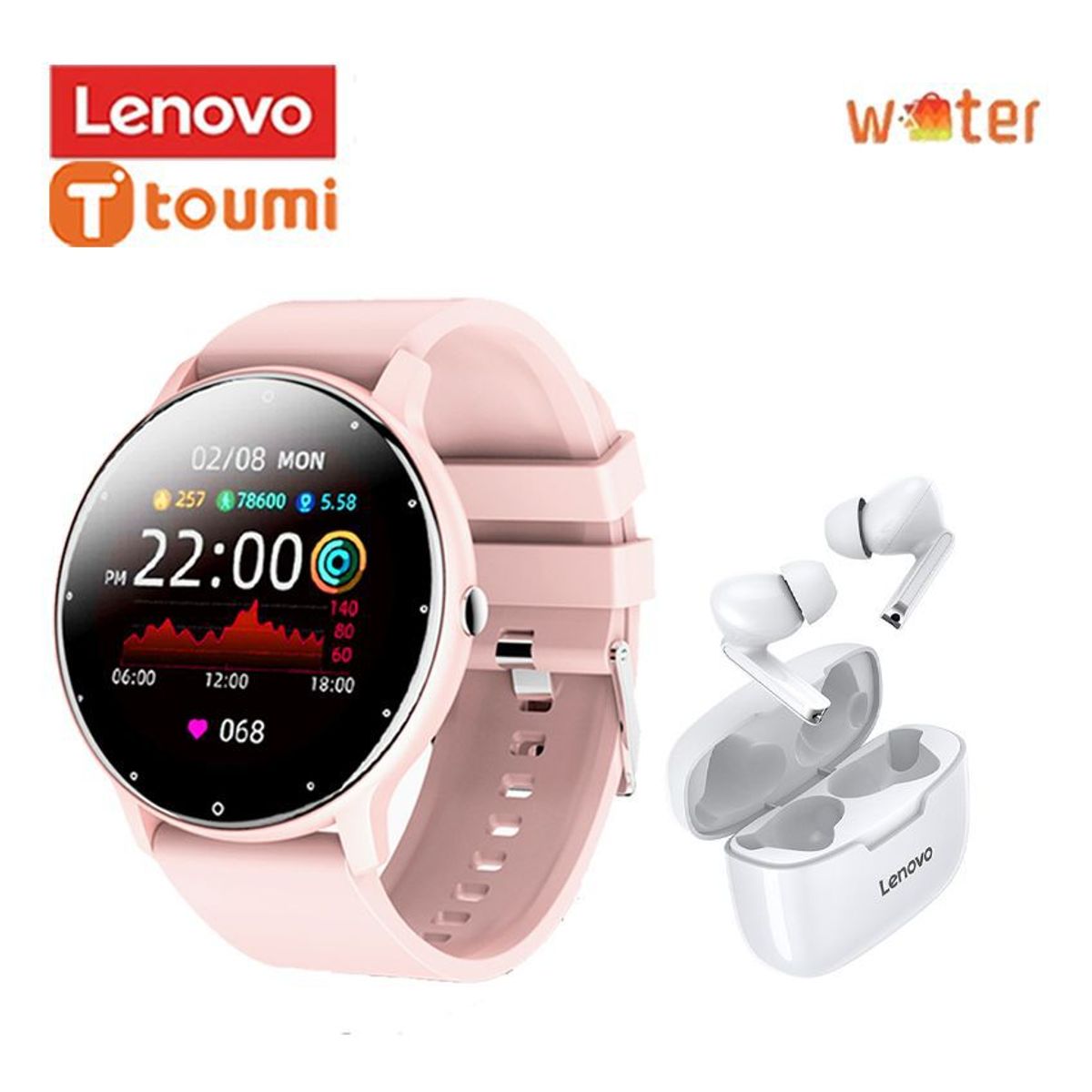LENOVO - Audífonos Lenovo XT90 Tws y Toumi Fit 2 watch Reloj inteligente