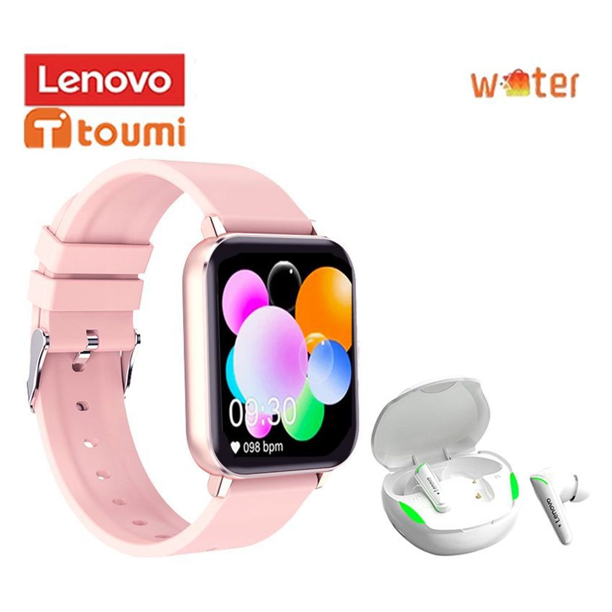LENOVO - Audífonos Lenovo XT92 Tws-Blanco y Toumi watch-Rosa