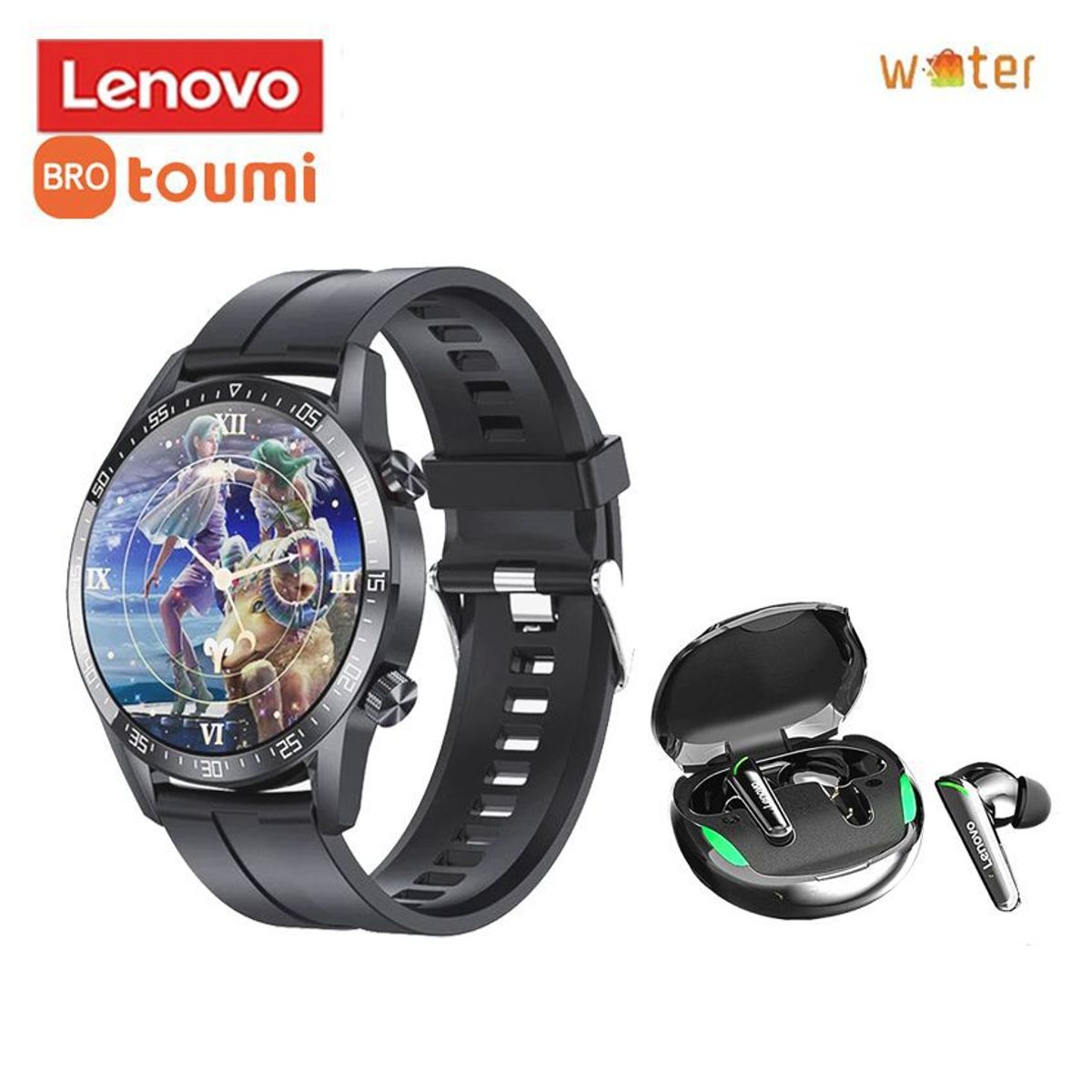 LENOVO - Toumi Watch GT-R 1.36 inch HD Reloj inteligente y Audífono Lenovo XT92