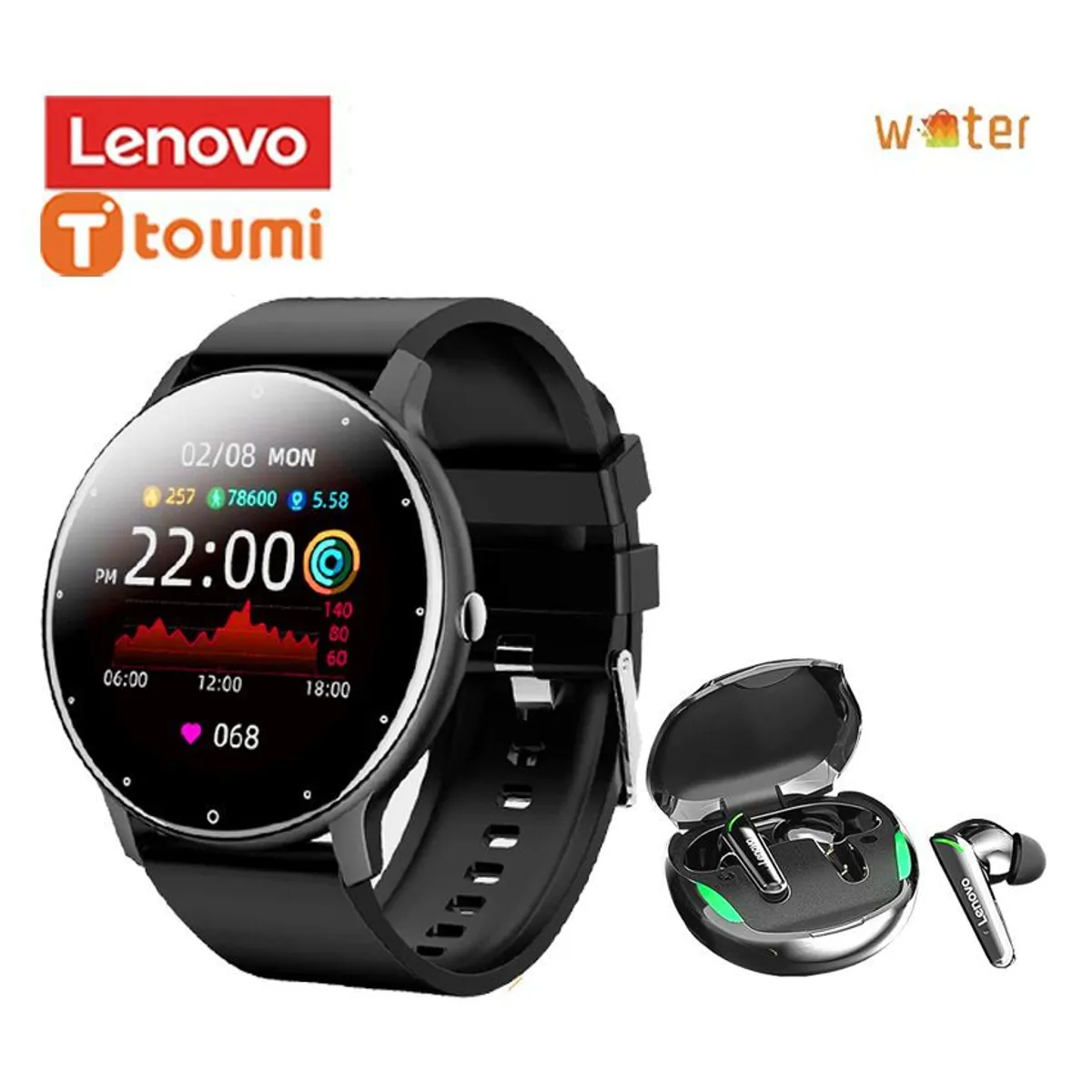 LENOVO - Audífonos Lenovo XT92 Tws y Toumi Fit 2 watch Reloj inteligente