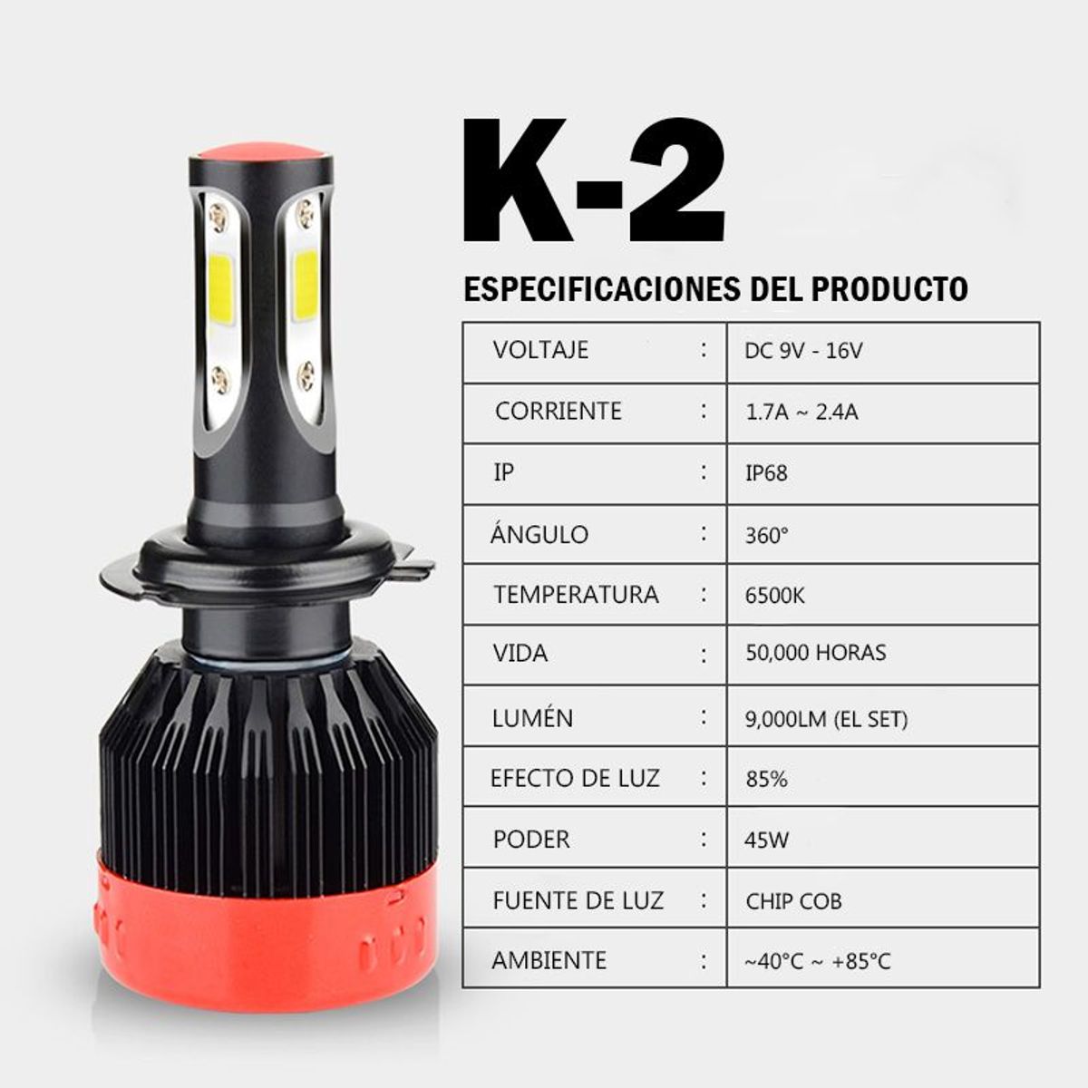 NAOEVO - Foco Led Serie K2 Base 9012 9000LM NAOEVO