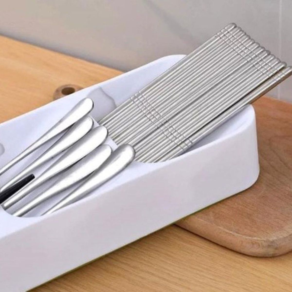 GENERICO - Organizador Porta Cubiertos Blanco de Calidad