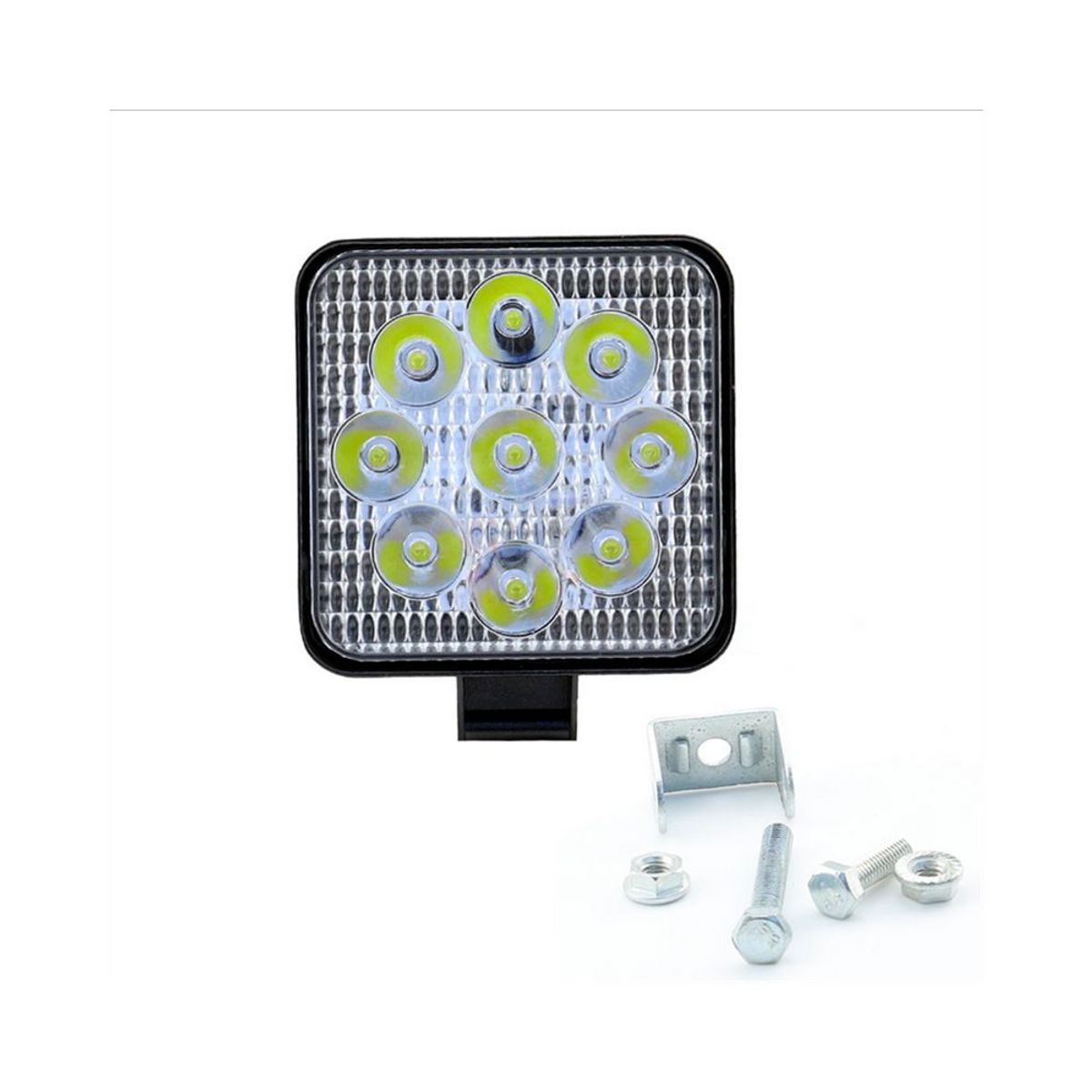 GENERICO - Faro 9 Led Cuadrado Blanco Auto Camioneta
