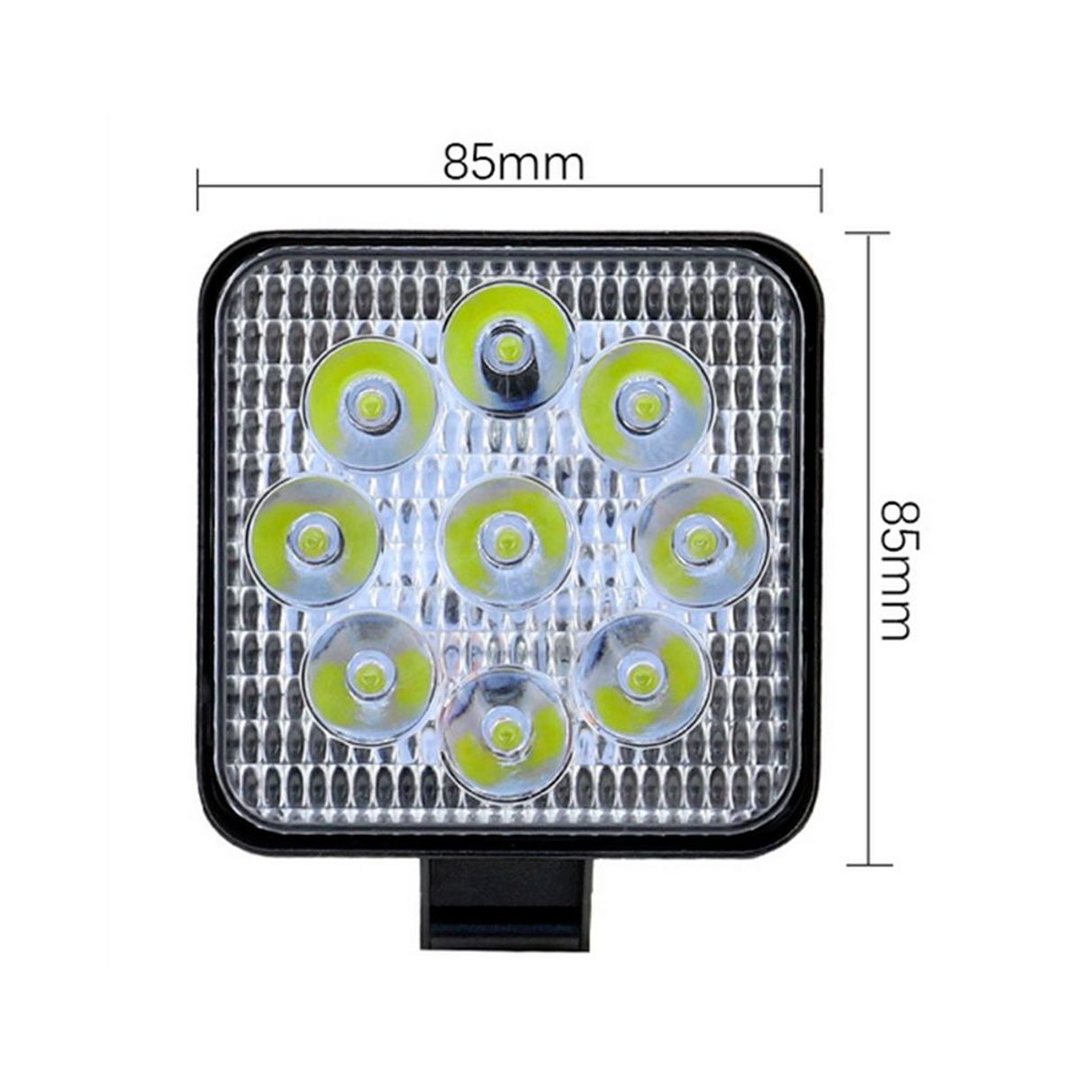 GENERICO - Faro 9 Led Cuadrado Blanco Auto Camioneta