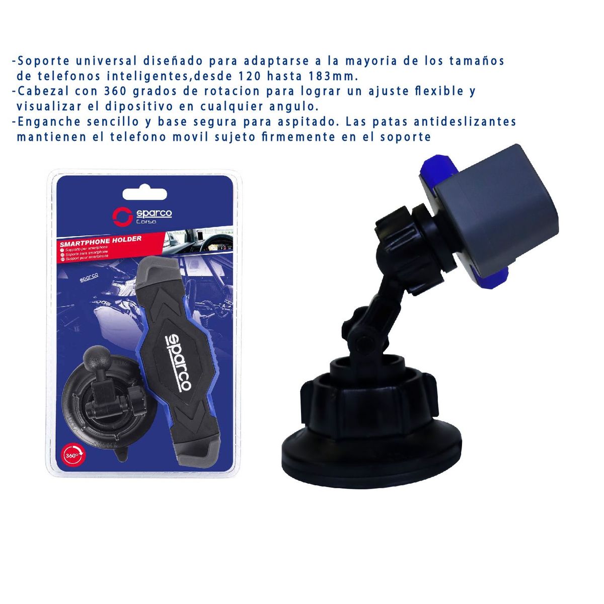 SPARCO - HOLDER CELULAR SPARCO SALPICADERO O PARABRISA SPE170