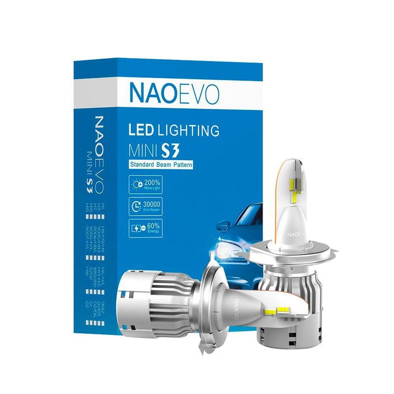 NAOEVO - Focos LED Serie S3 Base H3 9000LM NAOEVO