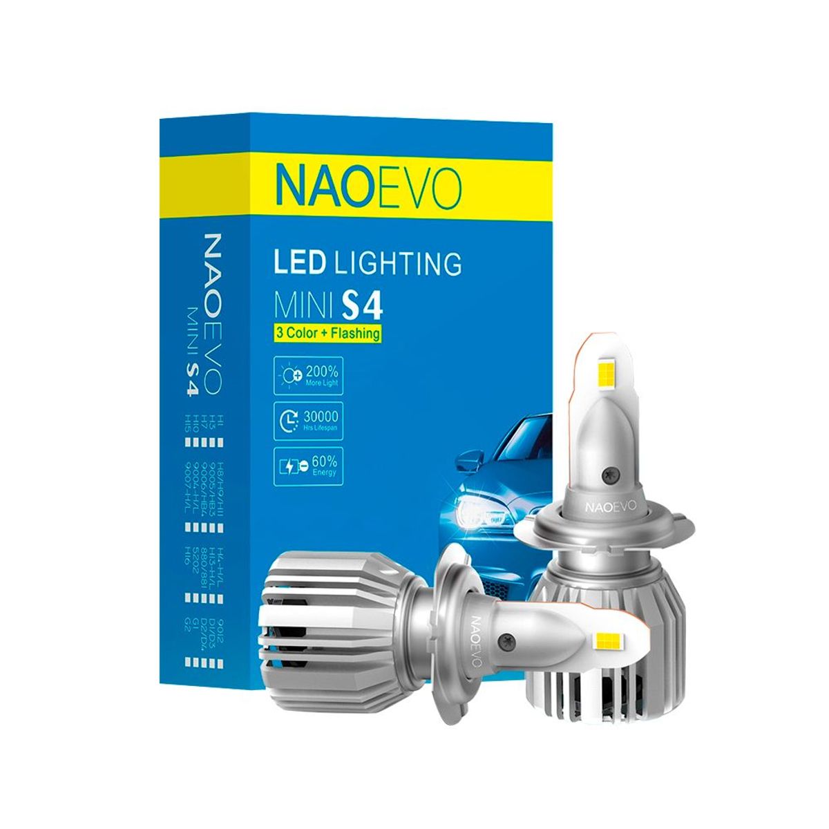 NAOEVO - Focos LED Serie S4 Base 9006 Tricolor NAOEVO