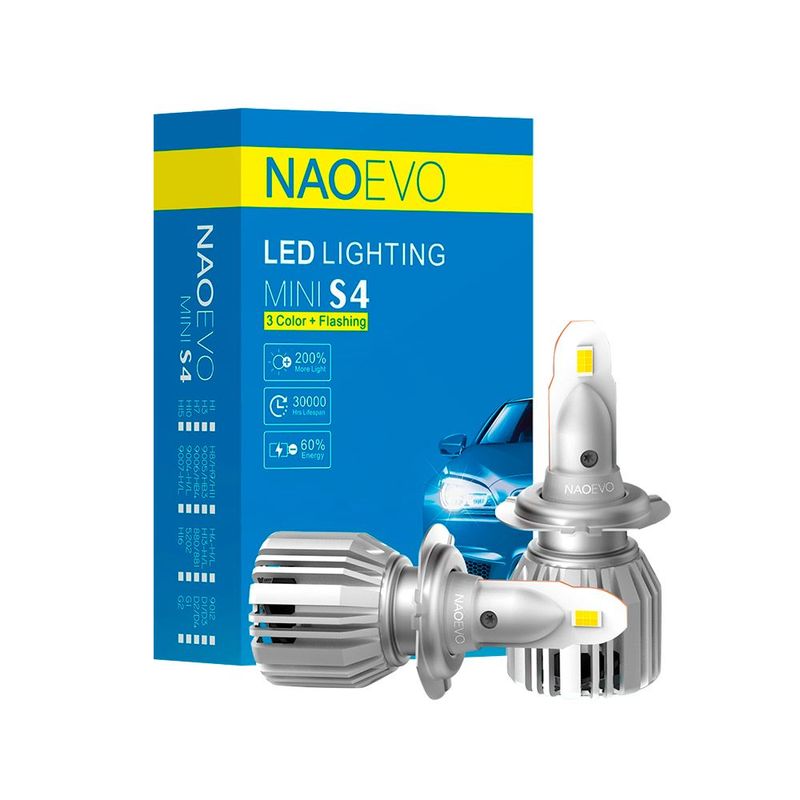 NAOEVO - Focos LED Serie S4 Base 9006 Tricolor NAOEVO