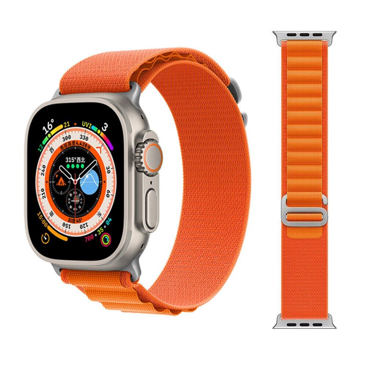 GENERICO - Correa Alpine Loop para AppleWatch y Smartwatch Naranja