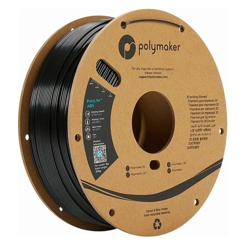 POLYMAKER - Filamento PolyLite ABS Negro 175mm 1Kg