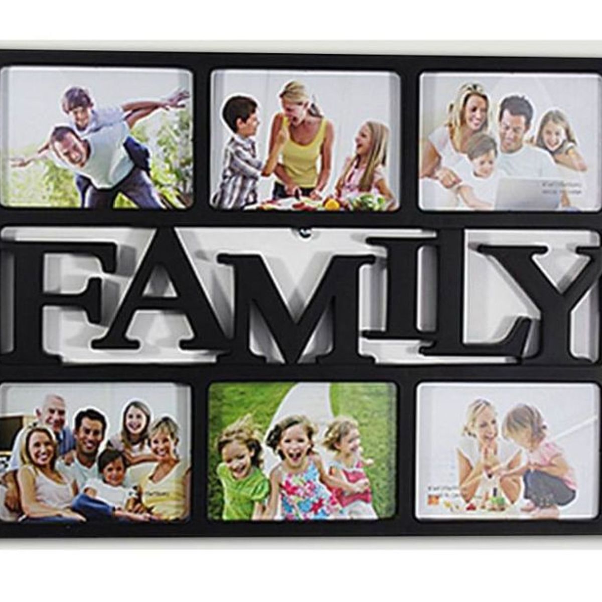 GENERICO - Portafotos cuadro family para 6 fotos - negro