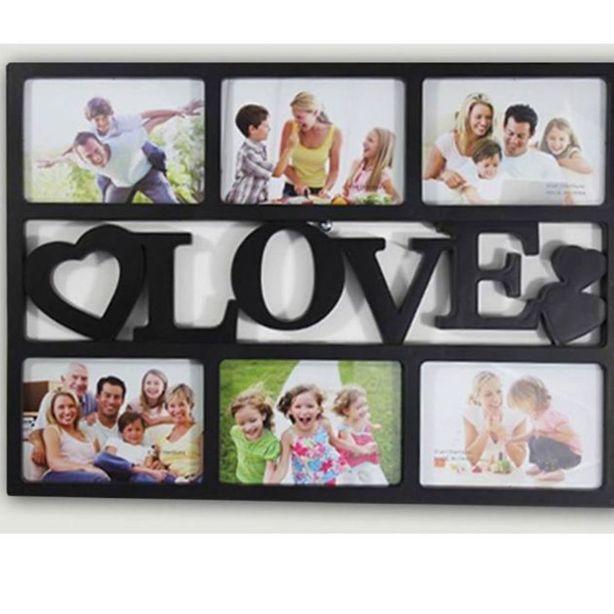 GENERICO - Portafotos cuadro love para 6 fotos - NEGRO