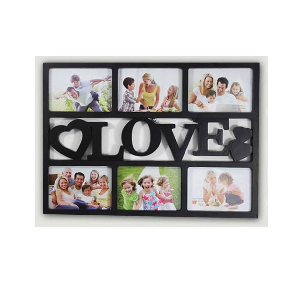GENERICO - Portafotos cuadro love para 6 fotos - NEGRO