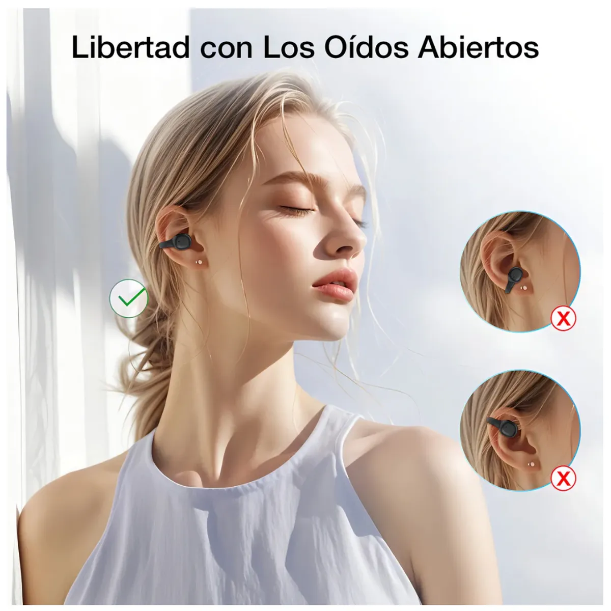 SEISA - Audifonos Bluetooth Earcuffs Inalambricos Con reducción de Ruido Negro