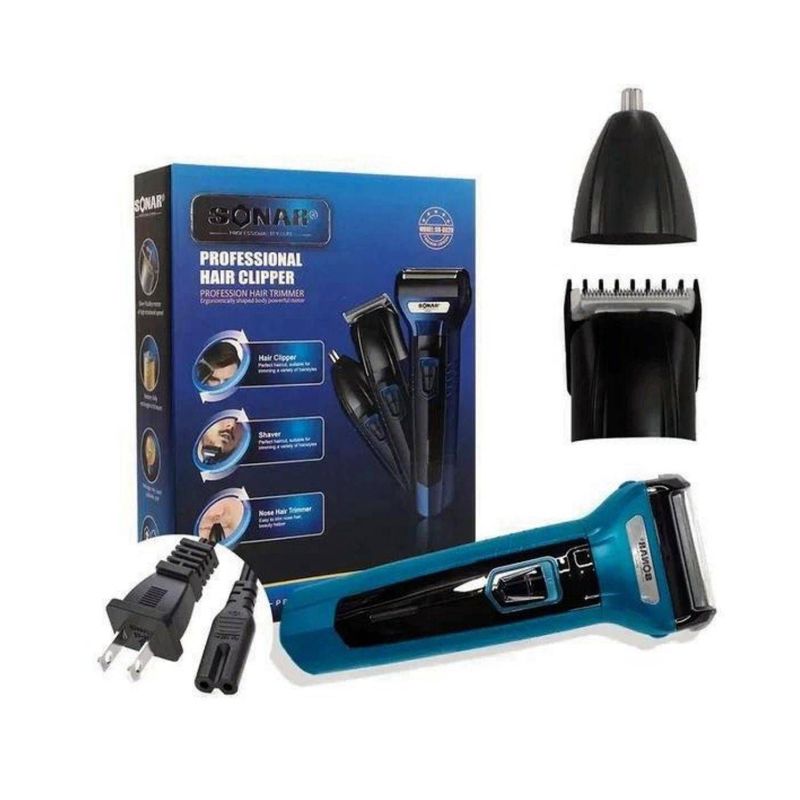 GENERICO - Cortapelo 3 Cabezales Sonar SN-6020 Recargable