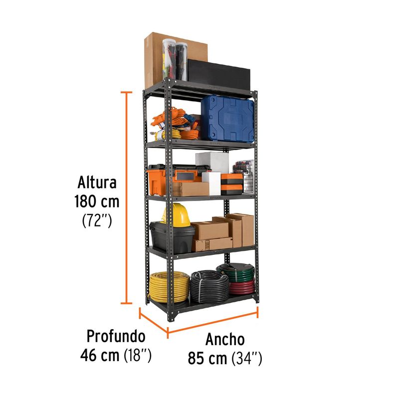 TRUPER - Estante metálico 5 repisas capacidad 80 kg, Truper