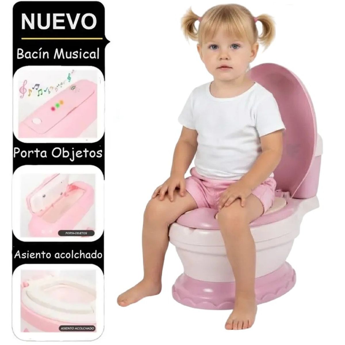 GENERICO - Bacín Musical con Asiento de Esponja Suave Ergonómico Lila