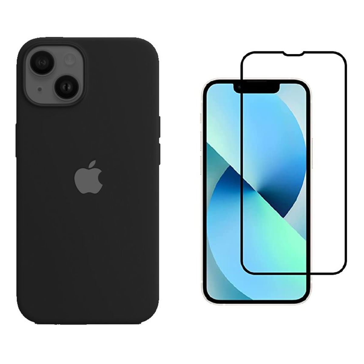 GENERICO - Funda silicone case iphone 14 y vidrio templado 21d - negro