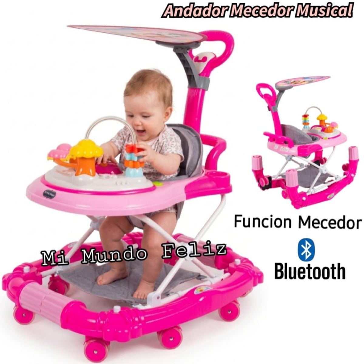 BABY HAPPY - Andador de Bebe 3 en 1 Guiador Sombrilla Caminador