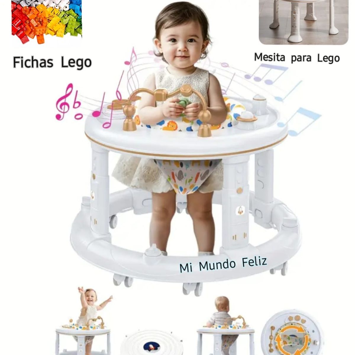 BABY - Andador de Bebe Multifuncional White Musical Unisex