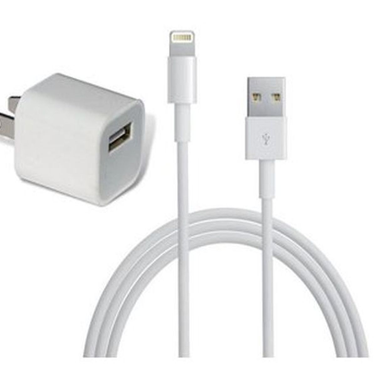 GENERICO - Cargador y cable Compatible con iphone 5 6 7 8  Blanco