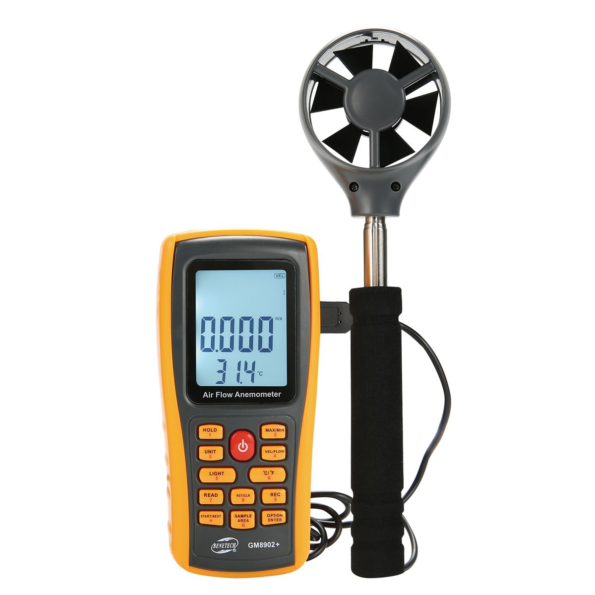 BENETECH - Anemómetro Termómetro Data Logger Profesional Con Sonda GM8902+ Plus