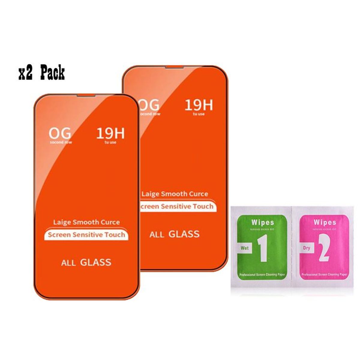 GENERICO - Pack X2 Micas Vidrio Templado 9H para iPhone 14 Pro Max Borde Negro