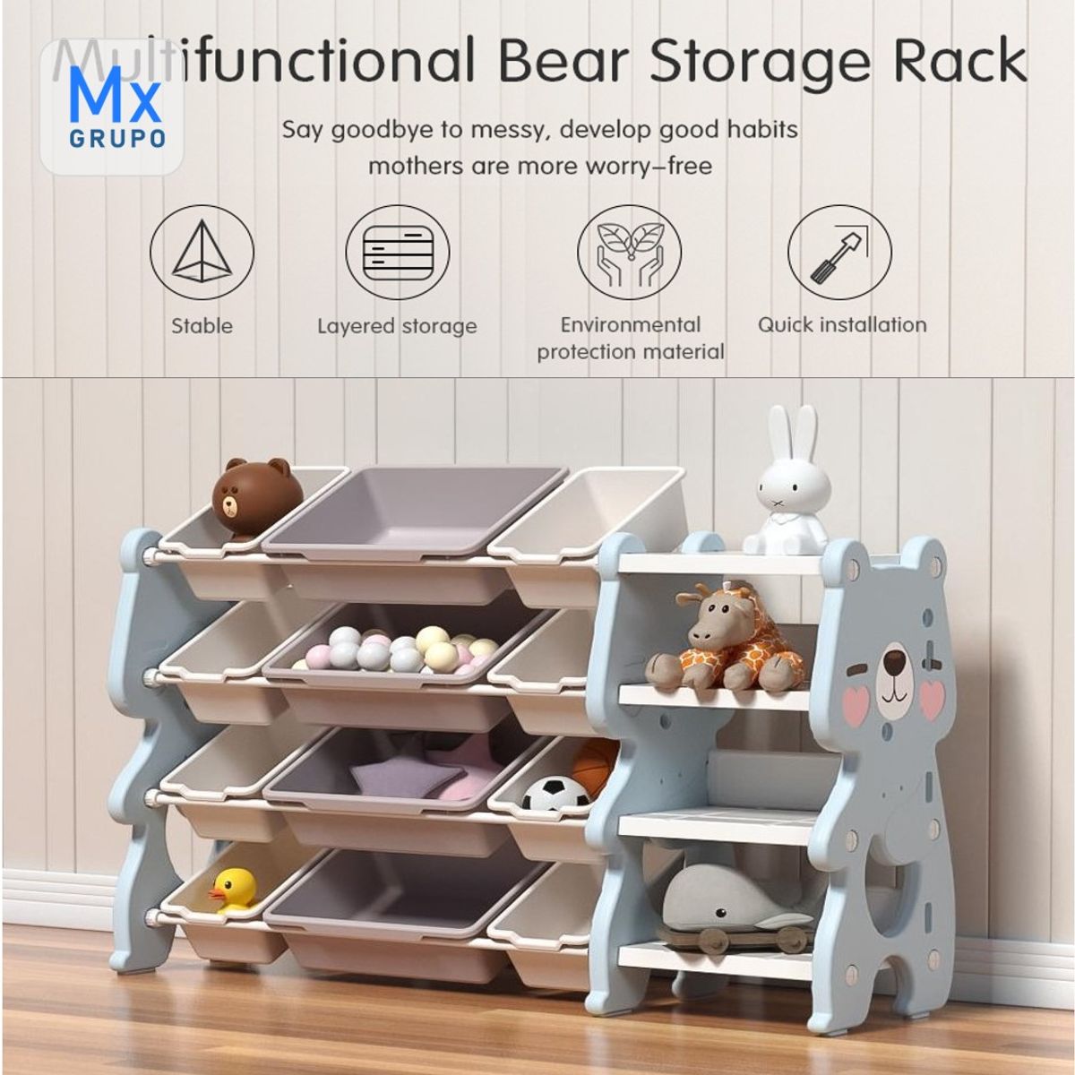 GENERICO - ORGANIZADOR CON REPISA OSITO CELESTE