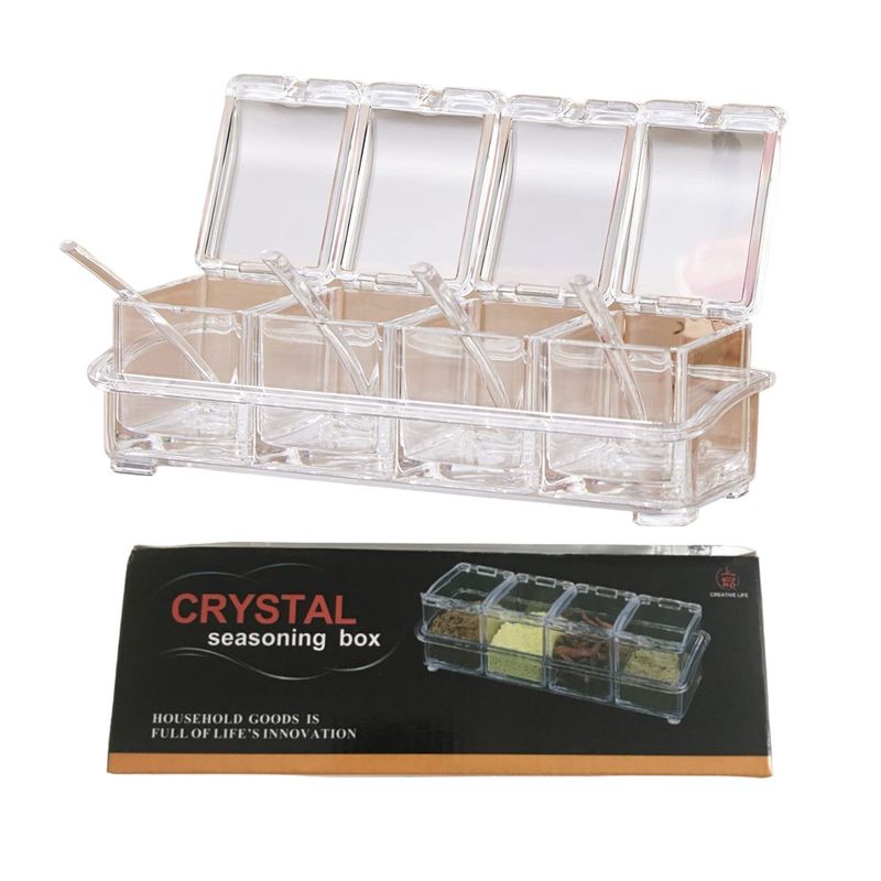 GENERICO - Condimentero de 4 compartimientos con cuchara