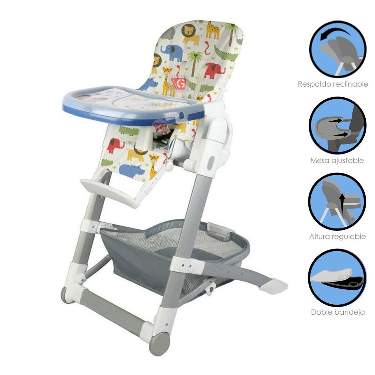 EBABY - Silla de Comer Regulable CAMI 620-1 Azul