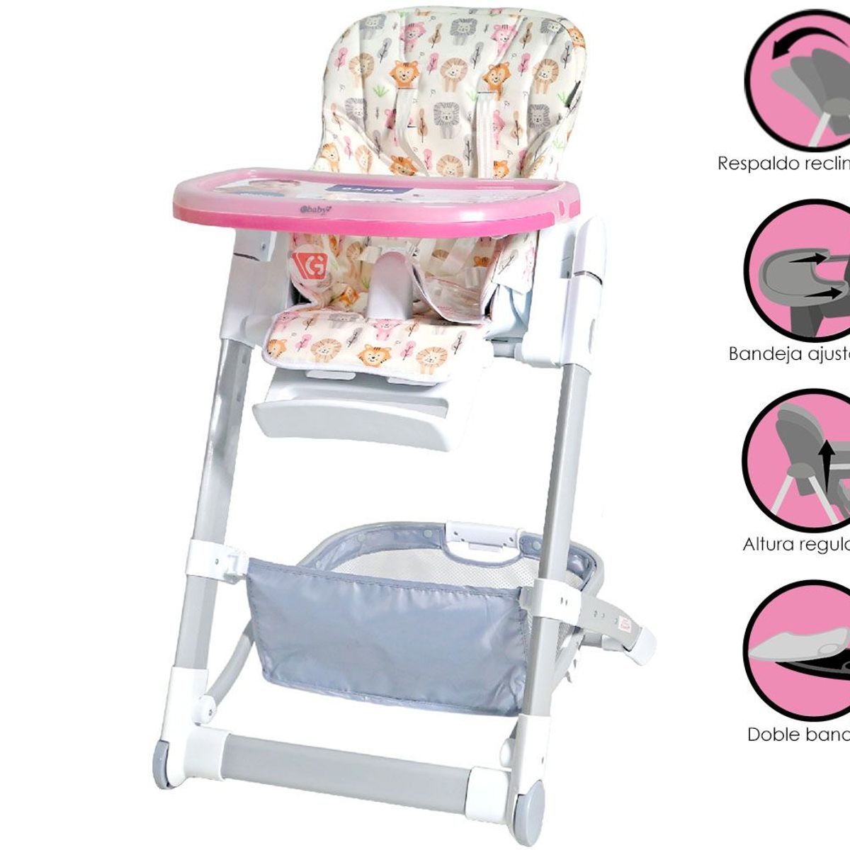 EBABY - Silla de Comer Regulable CAMI 620-1 Rosado