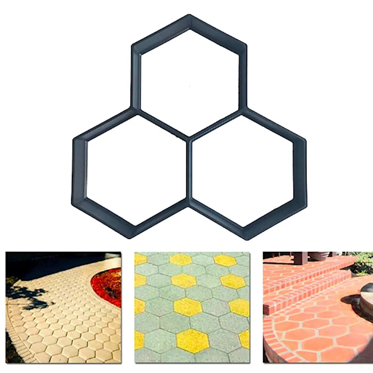 GENERICO - PACK 2 MOLDE PARA PISO CEMENTO PLANTILLAS MODELO HEX 36X36CM