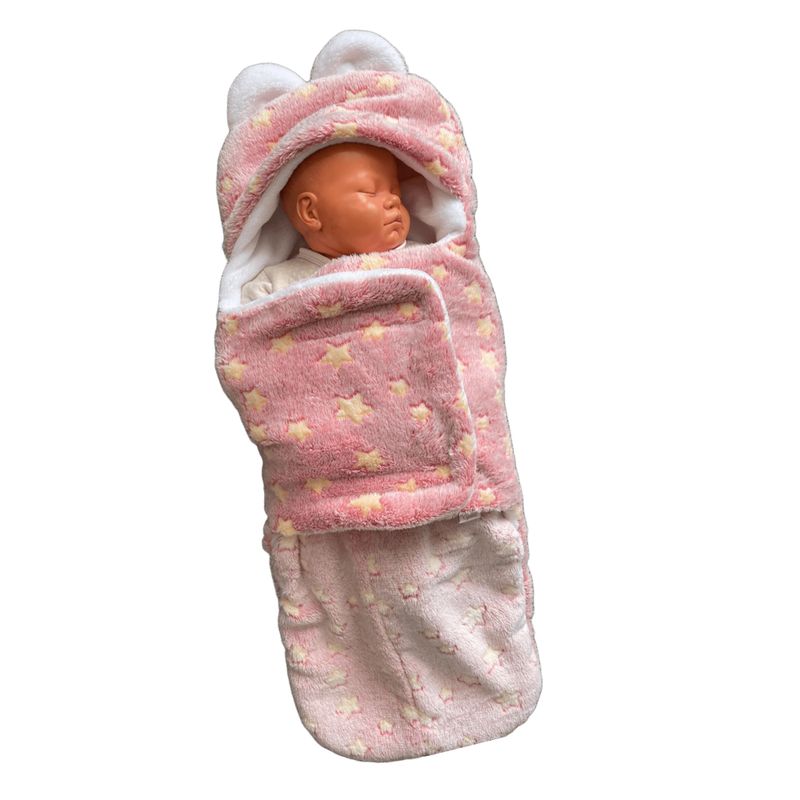 GENERICO - Manta abrigadora con saquito para bebé Rosado estrellas