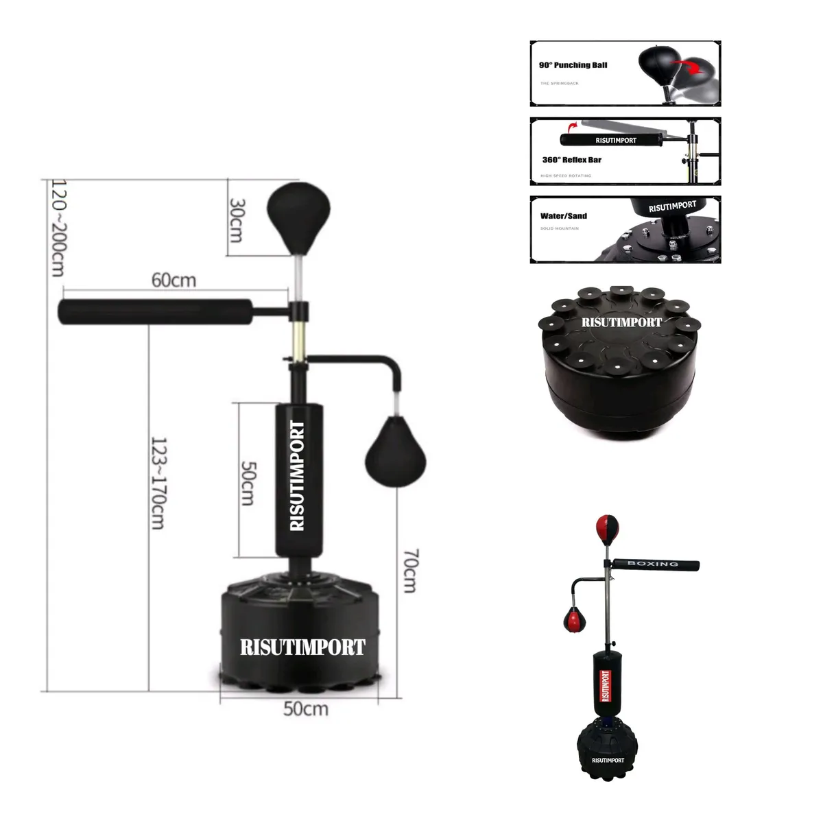 RISUTIMPORT - Pera de Box multifuncional 4 en 1 Doble pera Barra giratoria